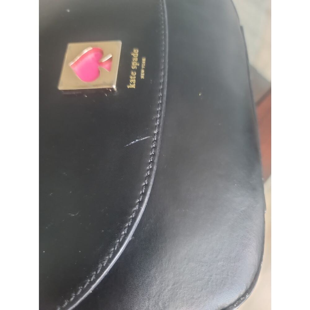 Kate Spade New York Doreen Black Leather Logo Flap Closure Crossbody Bag Pink - Picture 4 of 16